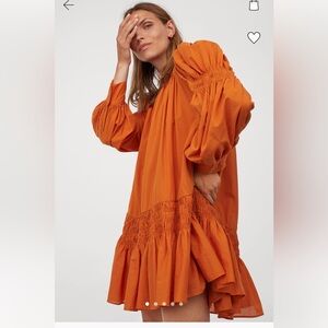 RARE H&M smocked puff sleeve dress Medium UT Longhorn Dress Hunter Bell style